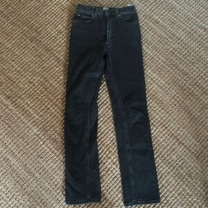 Toteme twist seam straight leg charcoal jean